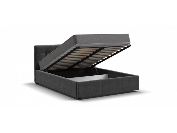 Кровать Белла велюр Monolit серый + ПМ 160*200