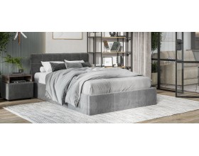 Белла Кровать+ПМ 160*200 Велюр Монолит серый