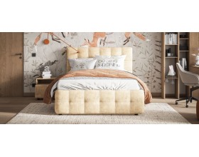 Босс Кровать+ПМ 140*200 Велюр Роял шампань