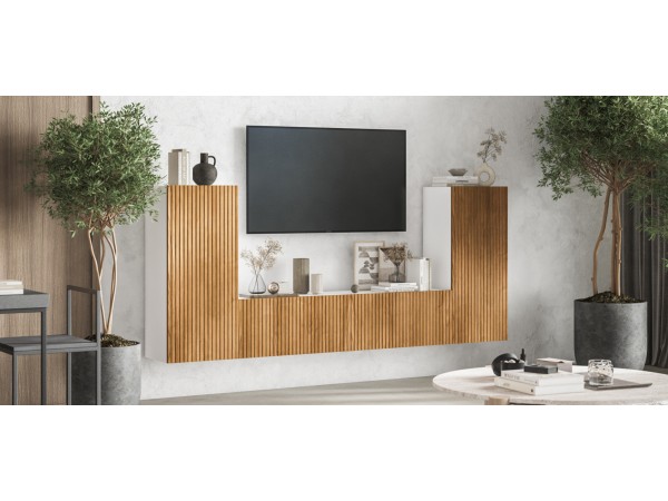 ТВ Тумба BOSS MILLING 150 Белый снег, Дуб американский