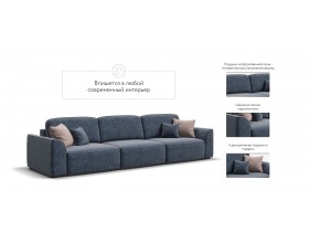 Кинг Макс диван Велюр Роял синий