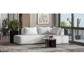 Кинг Твин угловой диван Шенилл Клауд крем