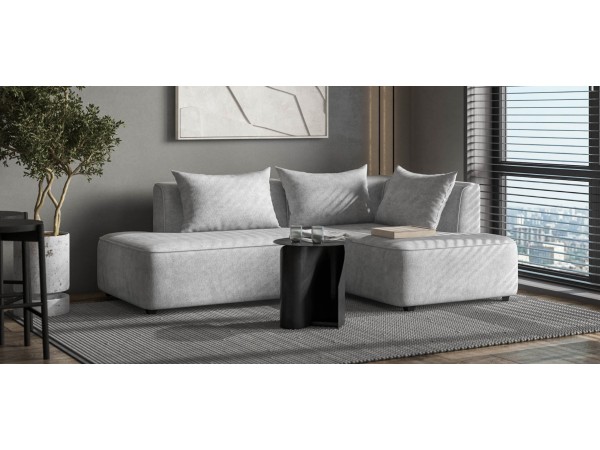 Диван угловой правый KING TWIN Шенилл CLOUD грей