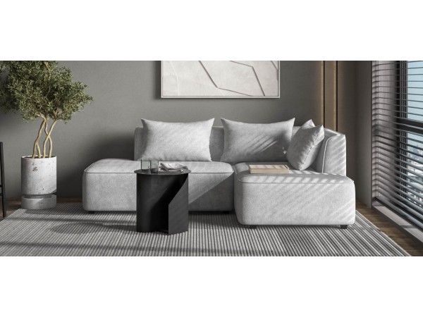 Диван угловой правый KING TWIN Шенилл CLOUD грей