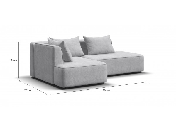 Угловой диван левый KING TWIN Шенилл CLOUD грей Угловой диван левый KING TWIN Шенилл CLOUD грей