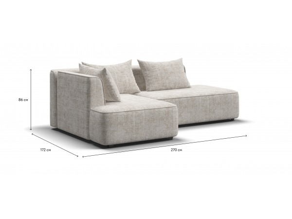 Угловой диван левый KING TWIN Шенилл IQ кварц