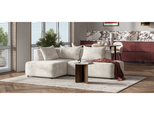 Угловой диван левый KING TWIN Шенилл IQ кварц