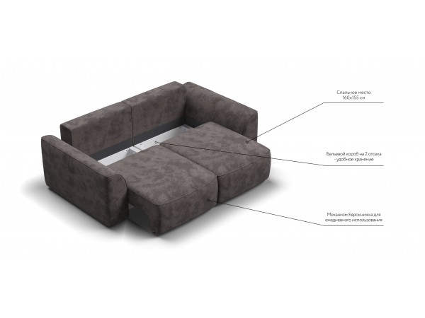 Диван KING MODOOL Велюр Alkantara серый