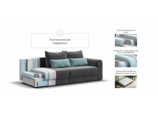 Модульный диван РИЧМОНД MODOOL Велюр Monolit серый