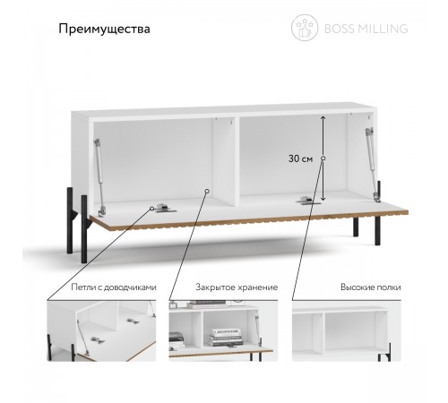 Модульная гостиная BOSS MILLING 1 Белый снег, Дуб американский Модульная гостиная BOSS MILLING 1 Белый снег, Дуб американский