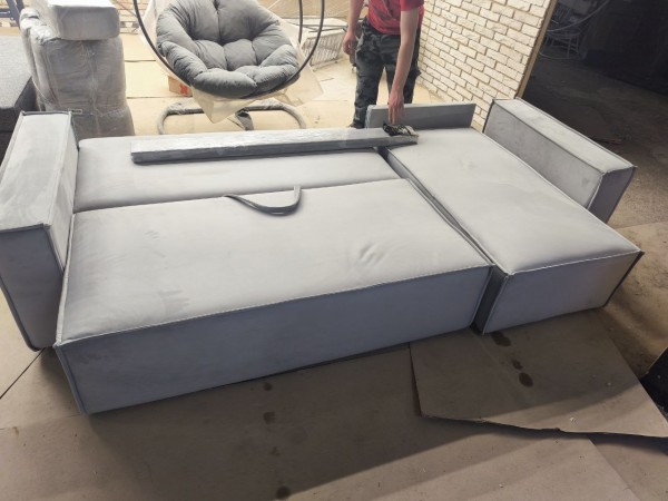 Уценка ! Без гарантии ! Угловой диван NORD 2.0 велюр MONOLIT Сталь