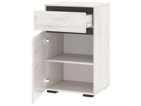 Тумба 1С1Я "ГРЕТТА" Дуб Крафт белый - Антрацит