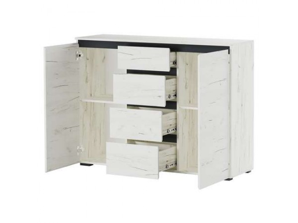 Комод 2С4Я "ГРЕТТА" Дуб Крафт белый - Антрацит