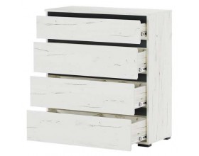 Комод 4Я "ГРЕТТА" Дуб Крафт белый - Антрацит