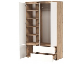 Шкаф 4С2Я "ГРЕТТА" Дуб Крафт золотой-Белый