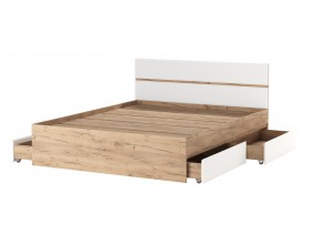 Кровать 1600 "ГРЕТТА" Дуб Крафт золотой-Белый