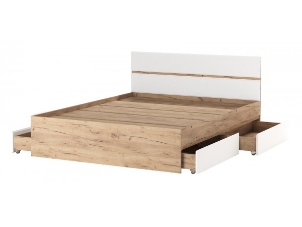 Кровать 1600 "ГРЕТТА" Дуб Крафт золотой-Белый