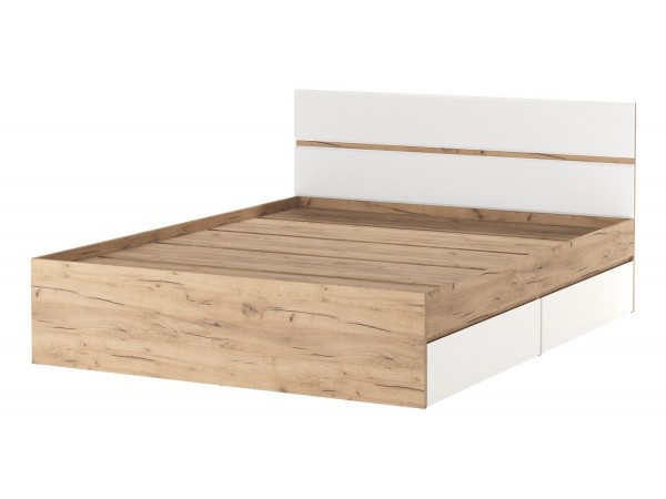 Кровать 1600 "ГРЕТТА" Дуб Крафт золотой-Белый