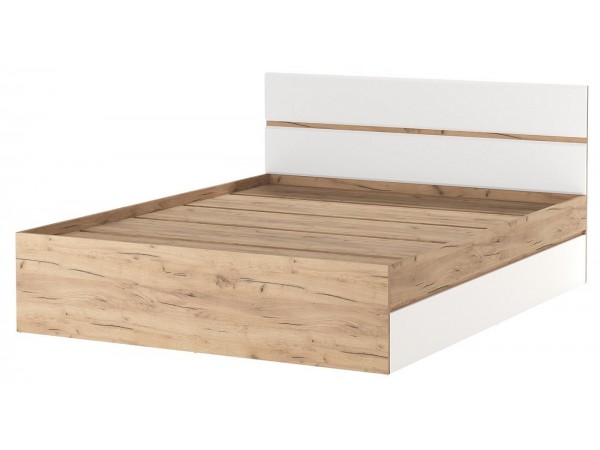 Кровать 1600 "ГРЕТТА" Дуб Крафт золотой-Белый