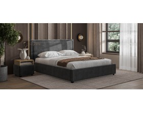 Фрея Кровать+ПМ 160*200 Велюр Монолит серый