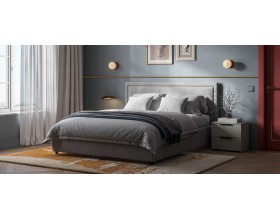 Фрея Кровать+ПМ 160*200 Велюр Монолит сталь