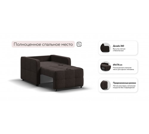 Кресло-кровать Денди Слим рогожка Malmo шоколад Кресло-кровать Денди Слим рогожка Malmo шоколад