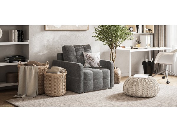 Кресло-кровать Денди Слим рогожка Malmo серый Кресло-кровать Денди Слим рогожка Malmo серый