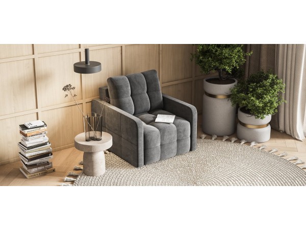 Кресло-кровать Денди Слим велюр Monolit серый Кресло-кровать Денди Слим велюр Monolit серый