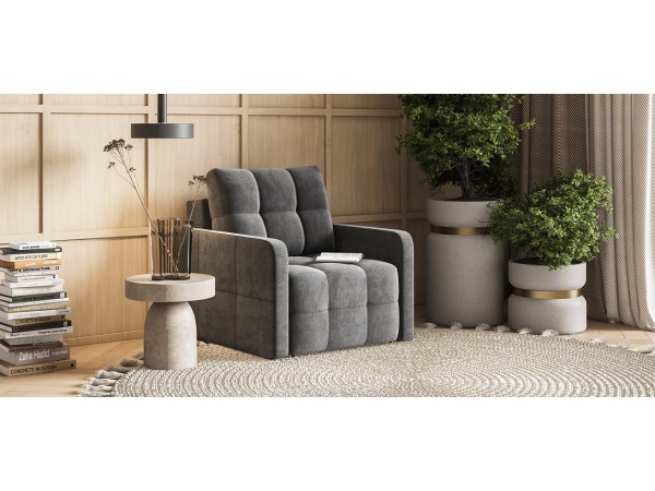 Кресло-кровать Денди Слим велюр Monolit серый Кресло-кровать Денди Слим велюр Monolit серый