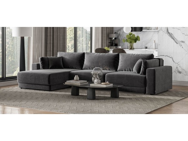 Угловой диван Босс Прайм Макс Вельвет CORD графит Угловой диван Босс Прайм Макс Вельвет CORD графит