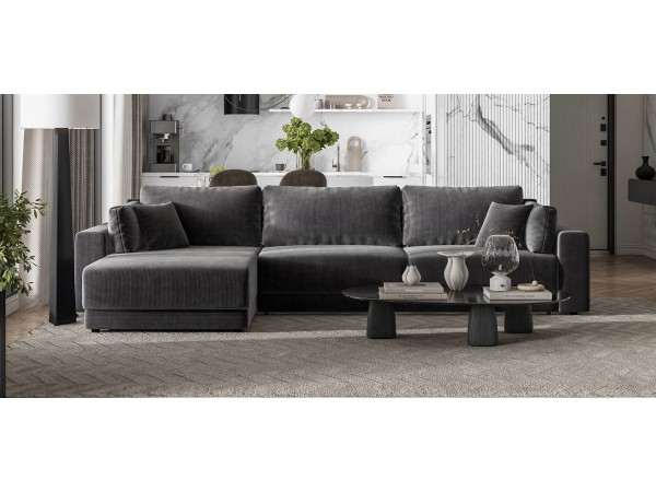 Угловой диван Босс Прайм Макс Вельвет CORD графит Угловой диван Босс Прайм Макс Вельвет CORD графит