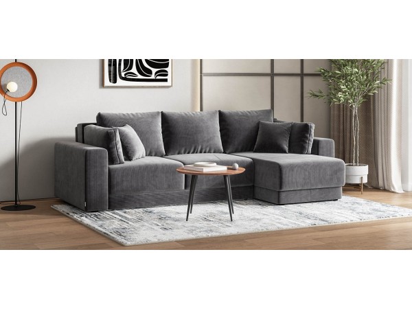 Угловой диван Босс Прайм ХЛ Вельвет CORD графит Угловой диван Босс Прайм ХЛ Вельвет CORD графит