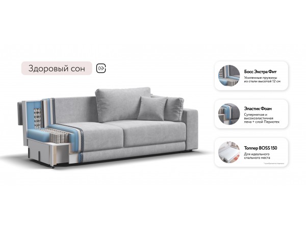 Диван Босс Прайм Шенилл CLOUD грей