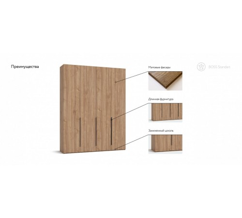 Шкаф BOSS STANDART 180 - 4Д Орех Селект Шкаф BOSS STANDART 180 - 4Д Орех Селект