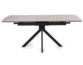 Стол обеденный Комильфо Керамика Белый мрамор/Металл черный