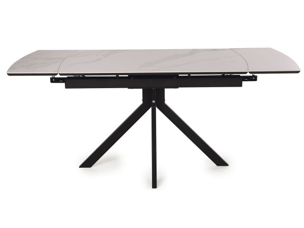 Стол обеденный Комильфо Керамика Белый мрамор/Металл черный
