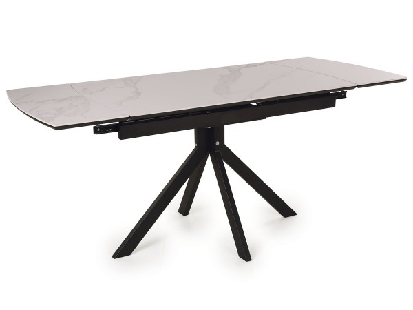 Стол обеденный Комильфо Керамика Белый мрамор/Металл черный