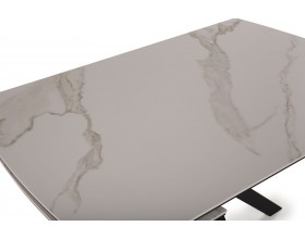 Стол обеденный Комильфо Керамика Белый мрамор/Металл черный