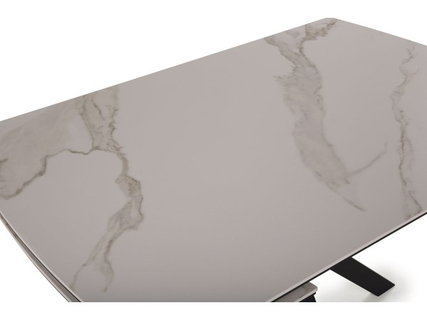 Стол обеденный Комильфо Керамика Белый мрамор/Металл черный