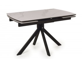 Стол обеденный Комильфо Керамика Белый мрамор/Металл черный