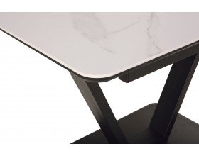 Стол обеденный  Луи Керамика Белый мрамор/Металл Черный