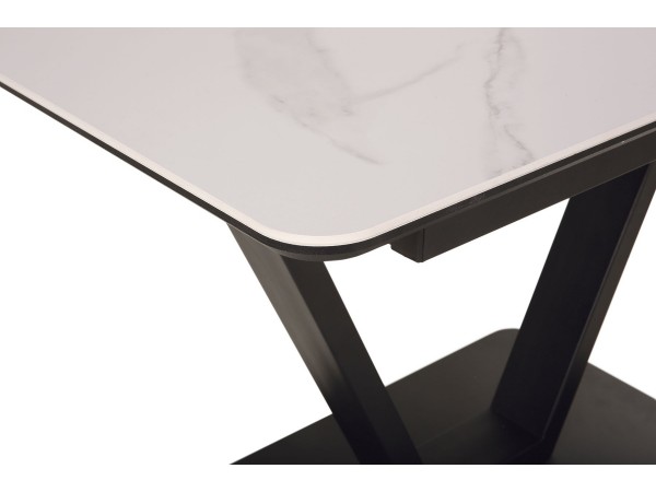 Стол обеденный  Луи Керамика Белый мрамор/Металл Черный