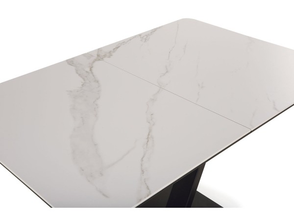 Стол обеденный  Луи Керамика Белый мрамор/Металл Черный