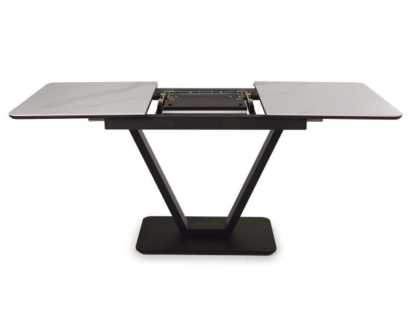 Стол обеденный  Луи Керамика Белый мрамор/Металл Черный