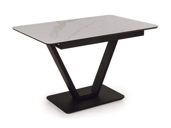 Стол обеденный  Луи Керамика Белый мрамор/Металл Черный