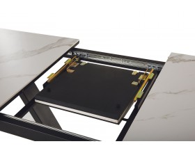 Стол обеденный  Луи Керамика Белый мрамор/Металл Черный