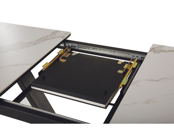 Стол обеденный  Луи Керамика Белый мрамор/Металл Черный