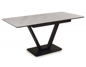Стол обеденный  Луи Керамика Белый мрамор/Металл Черный