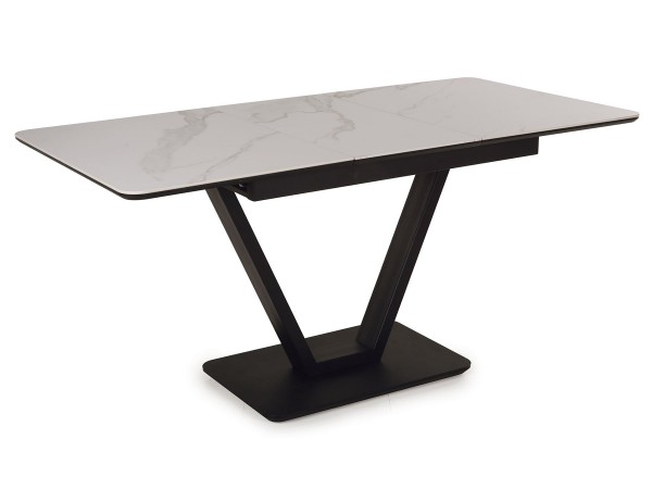 Стол обеденный  Луи Керамика Белый мрамор/Металл Черный