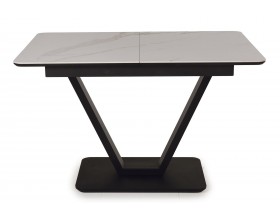 Стол обеденный  Луи Керамика Белый мрамор/Металл Черный